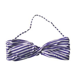 Arizona Womens Swim Bikini Top Jrs Sz XL Twist Bandeau Striped Purple and White